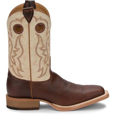 JUSTIN BOOTS JUSTIN MEN'S BR776 CADDO 11" COGNAC DAMIANA (BROWN) BLOCK HEEL WESTERN BOOTS