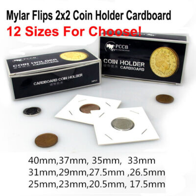 120x Cardboard 2x2 Coin Holder Mylar Flips for Silver Dollars 12 size for choose