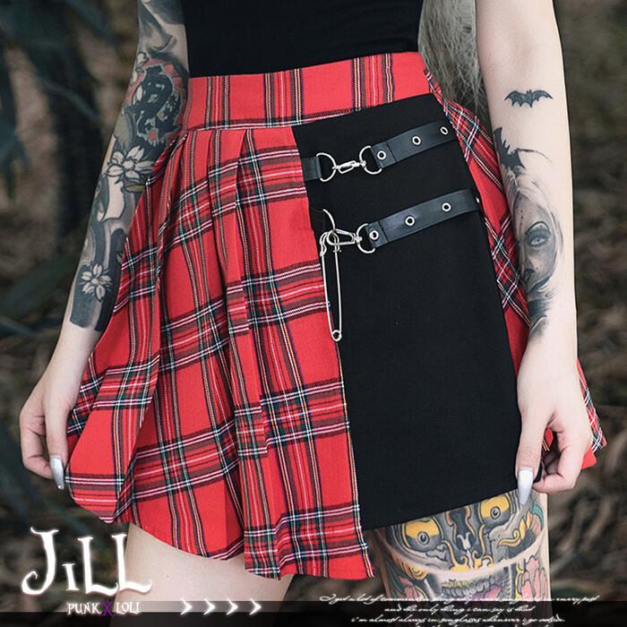british EMO punk scottish tartan asymmetrical Pleated mini