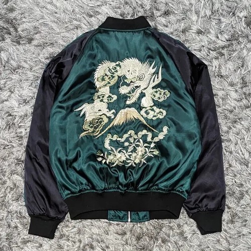 【人気】HOSHIHIME つなぎ双龍 SOUVENIR JACKET 楽天市場】Hoshihime スカジャン ツナギ双竜 刺繍 サテン ジップ