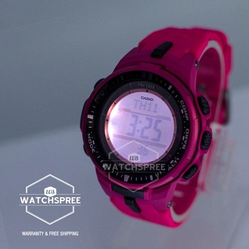Pre-owned Casio Protrek Triple Sensor V3 Solar Atomic Series Watch Prw3000-4b