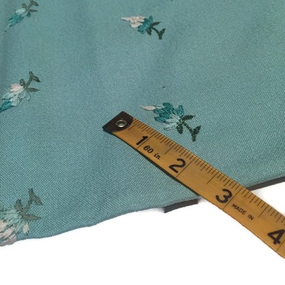 Vintage Mint Green Embroidered Floral Fabric 45