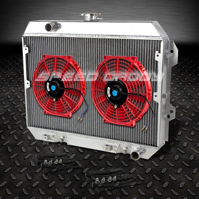 3-РЯДНЫЙ АЛЮМИНИЕВЫЙ ГОНОЧНЫЙ РАДИАТОР + 10 КРАСНЫХ ВЕНТИЛЯТОРОВ ДЛЯ 75-78 NISSAN DATSUN 280Z S130 L28
