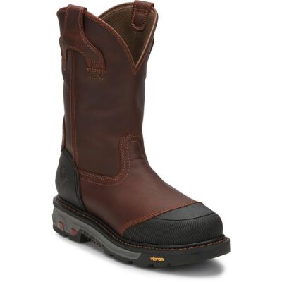Pre-owned Justin Boots Justin Men's Wk2152 Warhawk Ii 11" Brown Waterproof Nano Comp Toe Work Boots In Chestnut (brown)