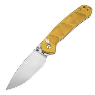 CJRB Pyrite Folding Knife Ultem Handle AR-RPM9 Drop Point Plain Edge J1925-AMB