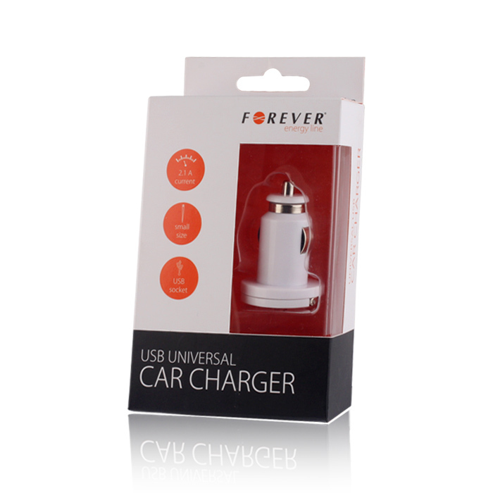 Adaptateur De Chargeur De Voiture Forever Mini Avec Usb 2.1a 12v 24v Blanc