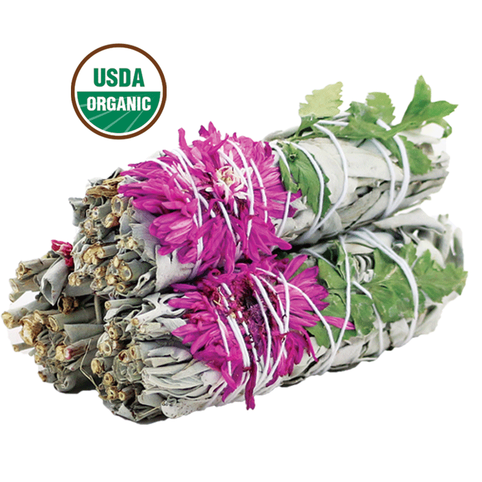 3 Pack Floral White Sage Dahlia Smudge Sticks 4 inch Bundles Energy Cleansing