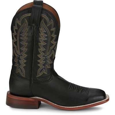 JUSTIN BOOTS JUSTIN MEN'S BR387 POSTON 11" JET BLACK MEDIUM SQUARE TOE WESTERN MID-CALF BOOTS
