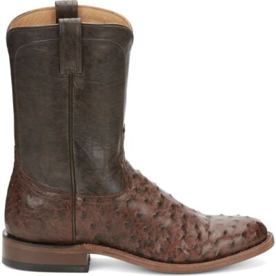 Pre-owned Tony Lama Men's Ep3575 Monterey 10" Brown Full Quill Ostrich Western Boots In Chocolate (brown)
