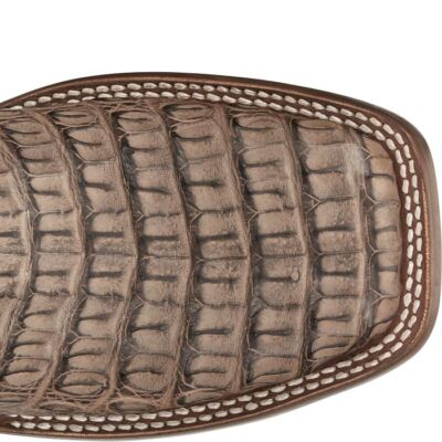 Pre-owned Tony Lama Men's Tl5258 Marfa 11" Brown Caiman Square Toe Block Heel Cowboy Boots