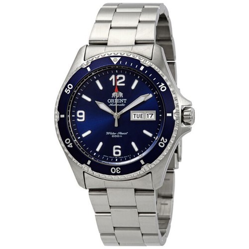 Pre-owned Orient Men`s Automatic Blue Dial Stainless Steel Bracelet Watch Faa02002d9