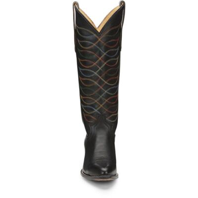 Pre-owned Justin Boots Justin Women's Vn4463 Whitley 15" Midnight Black Medium Round Toe Western Boots In Midnight Black (black)