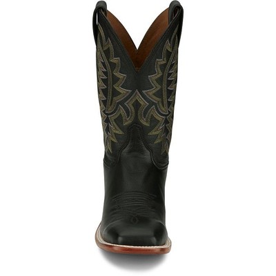 JUSTIN BOOTS JUSTIN MEN'S BR387 POSTON 11" JET BLACK MEDIUM SQUARE TOE WESTERN MID-CALF BOOTS
