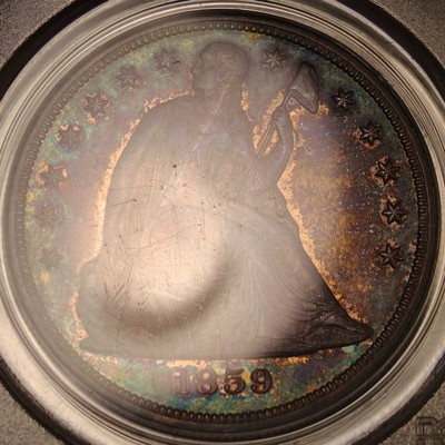 1859-S Seated Liberty Dollar, Rare San Francisco Mint Coin, Old PCGS AU-58