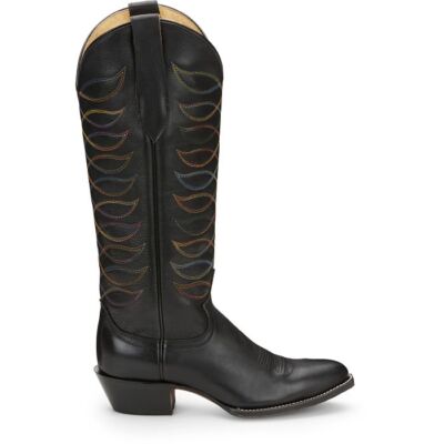 Pre-owned Justin Boots Justin Women's Vn4463 Whitley 15" Midnight Black Medium Round Toe Western Boots In Midnight Black (black)