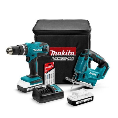 MAKITA DK18113X1 AKKU-SCHLAGBOHRSCHRAUBER+ STICHSÄGE +  2 AKKUS BL1813G + TASCHE