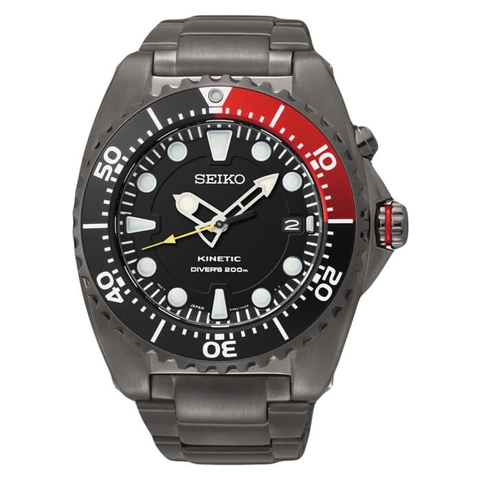 Pre-owned Seiko Ska577p1 Kinetic Diver's 200m Special Edition 5m62-0af0 45mm Black Red B