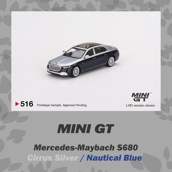 MINI GT 1:64 Maybach S680 Cirrus Silver Blue metallic LHD