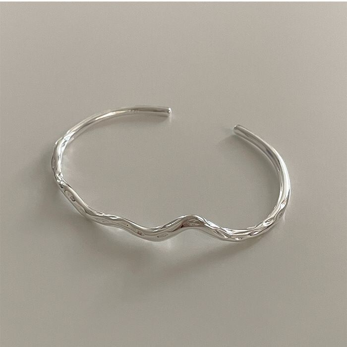 アクセサリー Vintage Silver Wide Wave Caff Bangle 925 925 Sterling Silver Vintage Wave Unique Open Cuff Bracelet