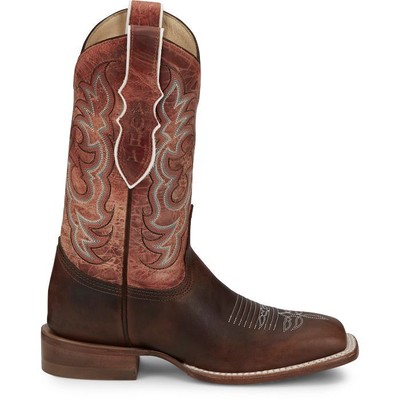 JUSTIN BOOTS JUSTIN WOMEN'S AQ7020 DUSTY 11" BROWN BLOCK HEEL SQUARE TOE WESTERN BOOTS