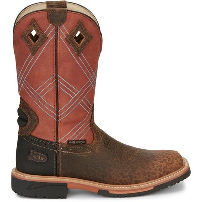 Pre-owned Justin Boots Justin Men's Se4216 Dalhart 12" Caramel (brown) Square Toe Waterproof Work Boots