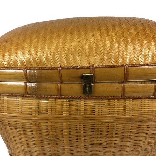 Large Wicker Picnic Basket Dome Lid Woven