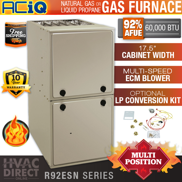 60,000 BTU 92% ACiQ-Heil 1 Stage Natural Gas or Propane/LP Furnace, R92ESN