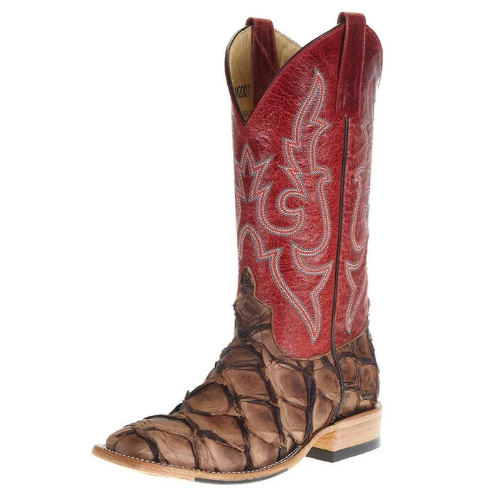 Pre-owned Macie Bean Women's  Top Hand Tan Big Bass Red Top Cowgirl Boots M2007