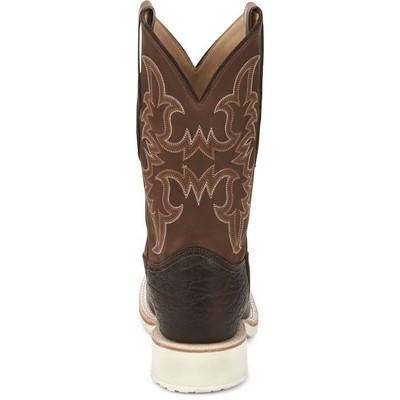 Pre-owned Justin Boots Justin Men's Aq7070 Ryker 11" Rootbeer Yeti (brown) Block Heel Western Boots