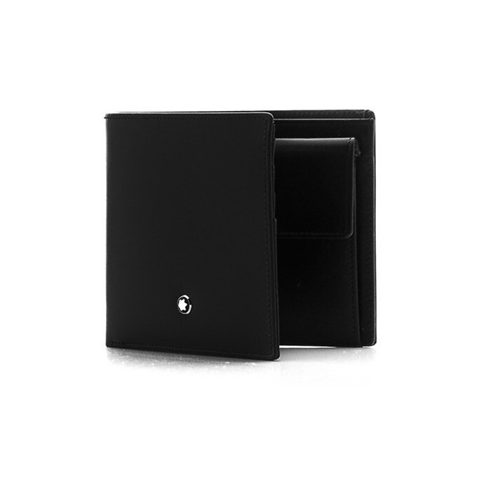 Pre-owned Montblanc Meisterstück Leather Bifold Wallet Purse Card Coin Holder For Men In Black