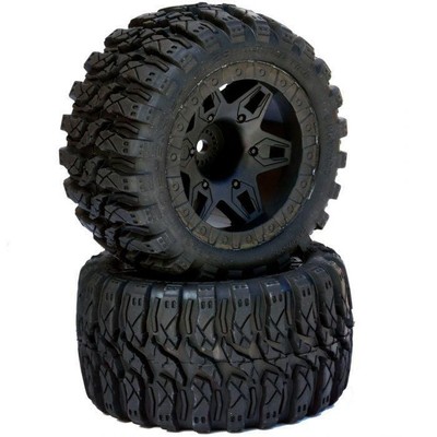 Powerhobby Defender 2.8 Belted Mounted TIres Wheels FOR Traxxas Front 2WD Rus...