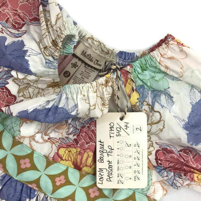 NWOT Toddler's Matilda Jane Open Shoulder Peasant Top Size 2 - Lovely Bouquet -