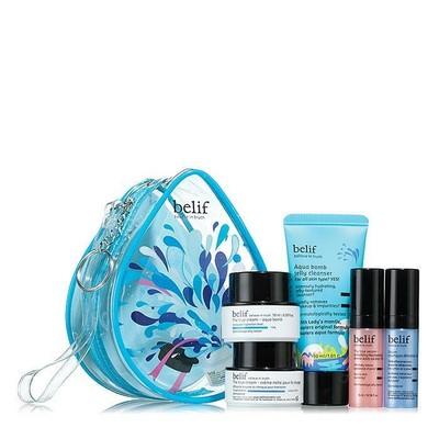 BELIF DIVE INTO MOISTURE ON-THE-GO 5 PIECES TRAVEL KIT LIMITED EDITION CREAM,
