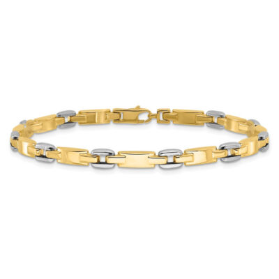 14K Solid Two Tone Gold Link Chain Bracelet | eBay