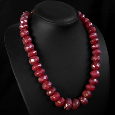 834.00 CTS BIG BOLD ROUND Simulated ENHANCED RUBY NECKLACE STRAND (DG)