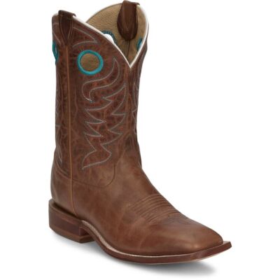 Pre-owned Justin Boots Justin Men's Cj2531 Pearce 11" Tan Square Toe Block Heel Western Mid-calf Boots