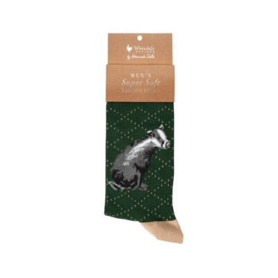 Bamboo Socks Badger Super Soft Mens - Wrendale 7-11 Socks with Gift Bag