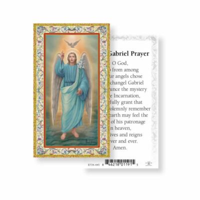 Saint St. Gabriel the Archangel with Prayer - Gold Trim  Paperstock Holy Card