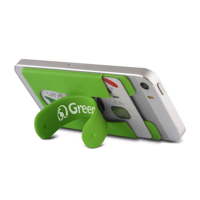 STAND SUPPORTO DA TAVOLO SILICONE UNIVERSALE SMARTPHONE PORTA CARTE VERDE