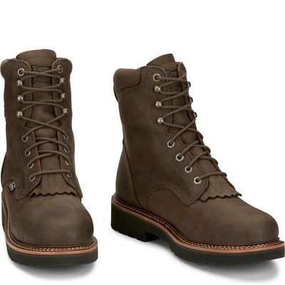 JUSTIN BOOTS JUSTIN MEN'S OW458 RIVOT 8" HICKORY BROWN WATERPROOF STEEL TOE EH WORK BOOTS