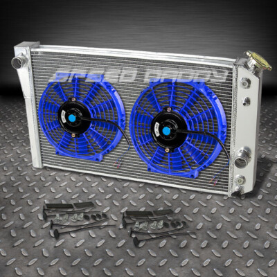 3-РЯДНЫЙ АЛЮМИНИЕВЫЙ ГОНОЧНЫЙ РАДИАТОР + 2 X 10 СИНИХ ВЕНТИЛЯТОРОВ ДЛЯ 82-02 CHEVROLET S10/S-10