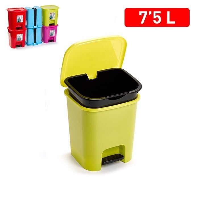 Pattumiera Plastica A Pedale 7 Litri Bidone Cestino Spazzatura Differenziata hmj