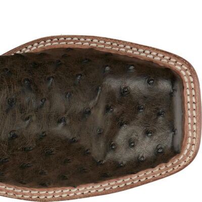 Pre-owned Tony Lama Men's Cmu019 Vale 11" Brown Full Quill Ostrich Square Toe Cowboy Boots In Umber (brown)