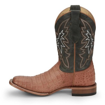 JUSTIN BOOTS JUSTIN MEN'S GR5706 HAGGARD 11" CAIMAN TAN SQUARE TOE WESTERN MID-CALF BOOTS