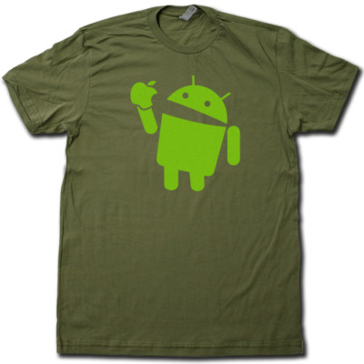 Android Eats Apple Super Soft Cotton T-Shirt FUNNY & Nerdy computer geek TSHIRT!