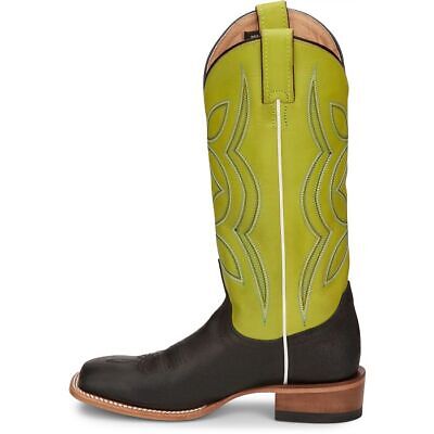 Pre-owned Justin Boots Justin Women's Jp2600 Minick 13" Lime Green Square Toe Block Heel Western Boots In Lime Green (green)