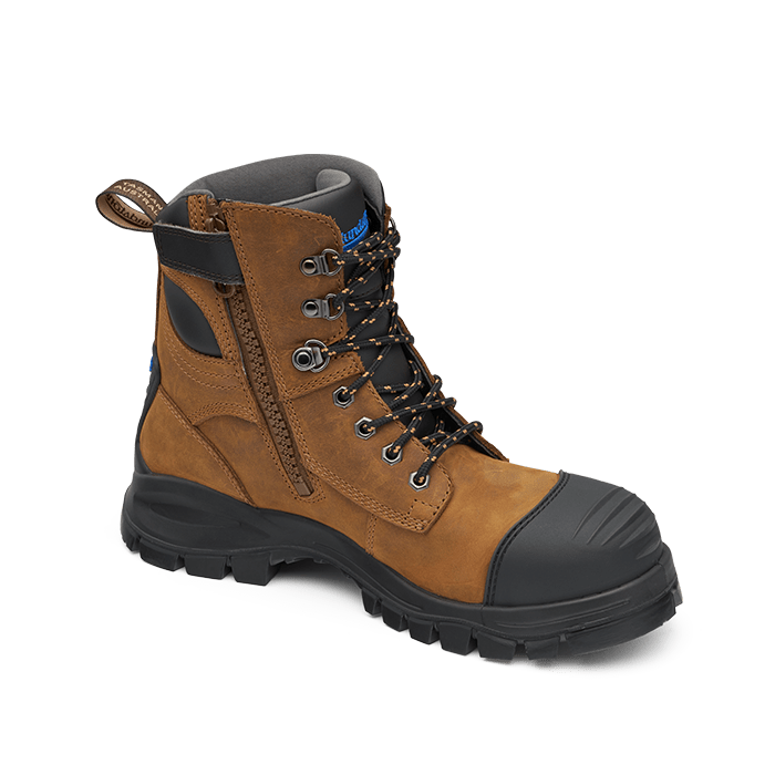 Blundstone 983 Rustic Brown Work Boots, Zip Sided, Steel Toe Safety, 150mm | eBay