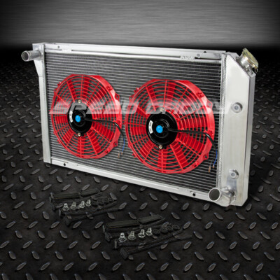 3-РЯДНЫЙ АЛЮМИНИЕВЫЙ ГОНОЧНЫЙ РАДИАТОР + 2X12 КРАСНЫХ ВЕНТИЛЯТОРА ДЛЯ 77-82 CHEVY CORVETTE ОБЪЕМОМ 5,7/5,0 л