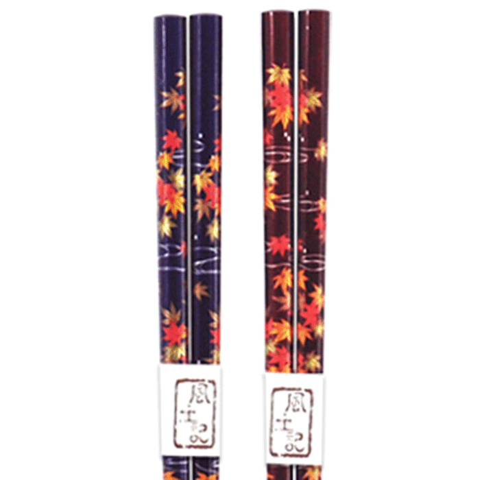 2 Pairs Japanese Lacquer Chopsticks Gift Set Red Navy Momji Maple Made in Japan