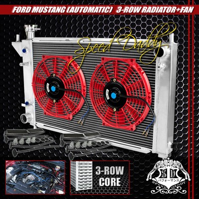 ПОЛНОСТЬЮ АЛЮМИНИЕВЫЙ 3-РЯДНЫЙ РАДИАТОР + 2 X 10 КРАСНЫХ ВЕНТИЛЯТОРА ОХЛАЖДЕНИЯ 94-95 FORD MUSTANG V8/V6 AT